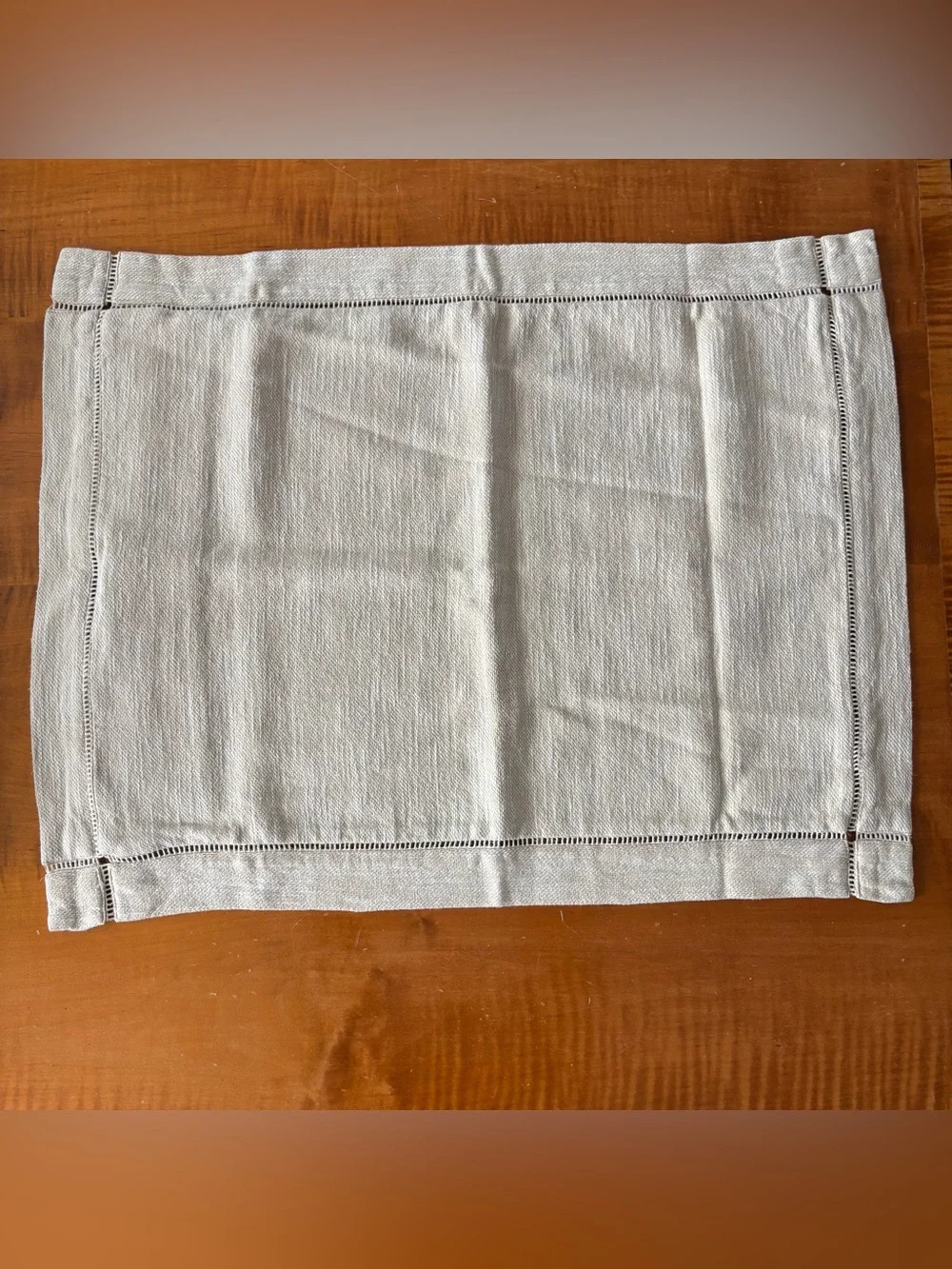 Ralph Lauren Standard Sham HEMSTITCH TWILL Cream Linen Cotton Blend